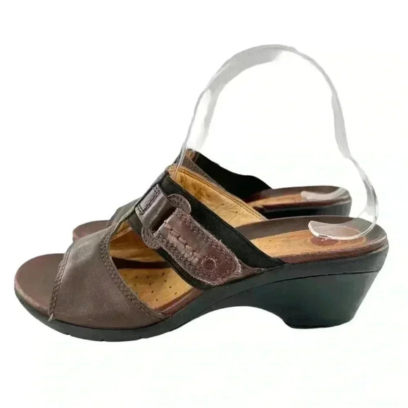Clarks unstructured womens sandals size 7.5 brown leather slides - Picture 4 of 12